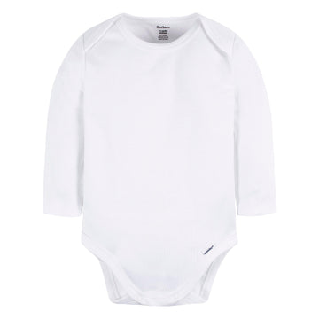 Gerber Unisex Baby Long Sleeve Solid Onesies Multi-Pack Interlock 180 Gsm, White