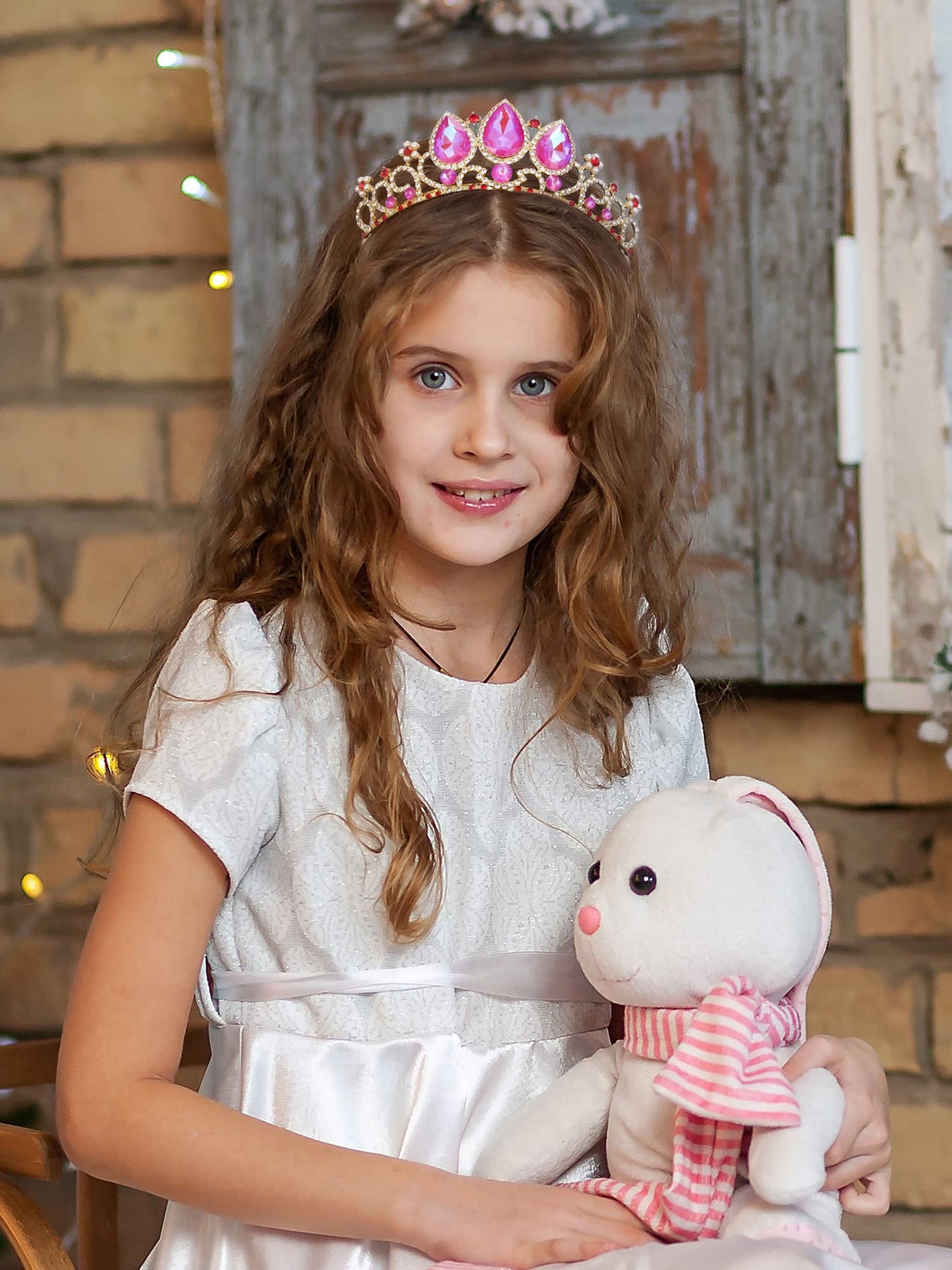 Sweetv Aurora Tiara For Girls, Sleeping Beauty Princess Crown, Pink Crystal Tiaras Headband For Kids Cosplay Birthday Dress Up H