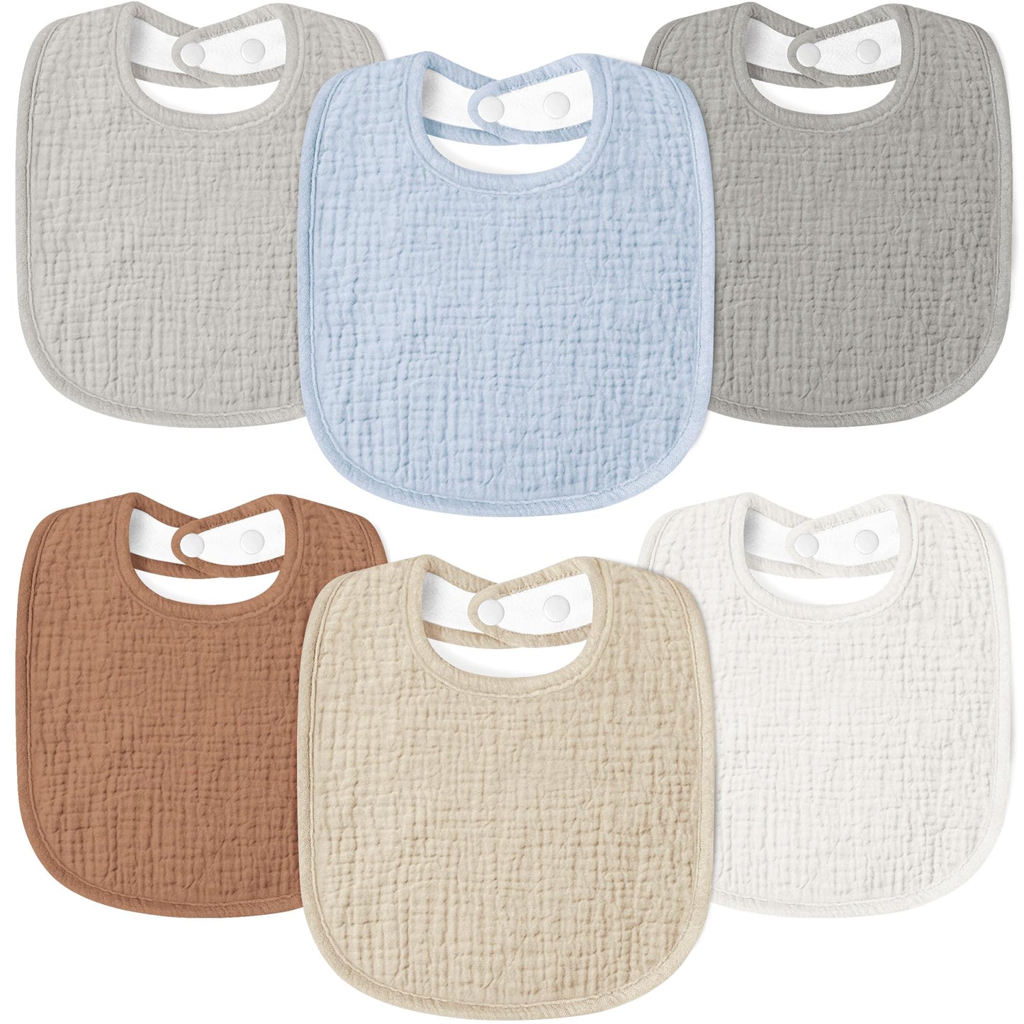 Susurration Muslin Baby Bibs 6 Pack Bandana Drool Bibs,Soft Square Adjustable Baby Drooling Bibs For Unisex Girls & Boys(Multico