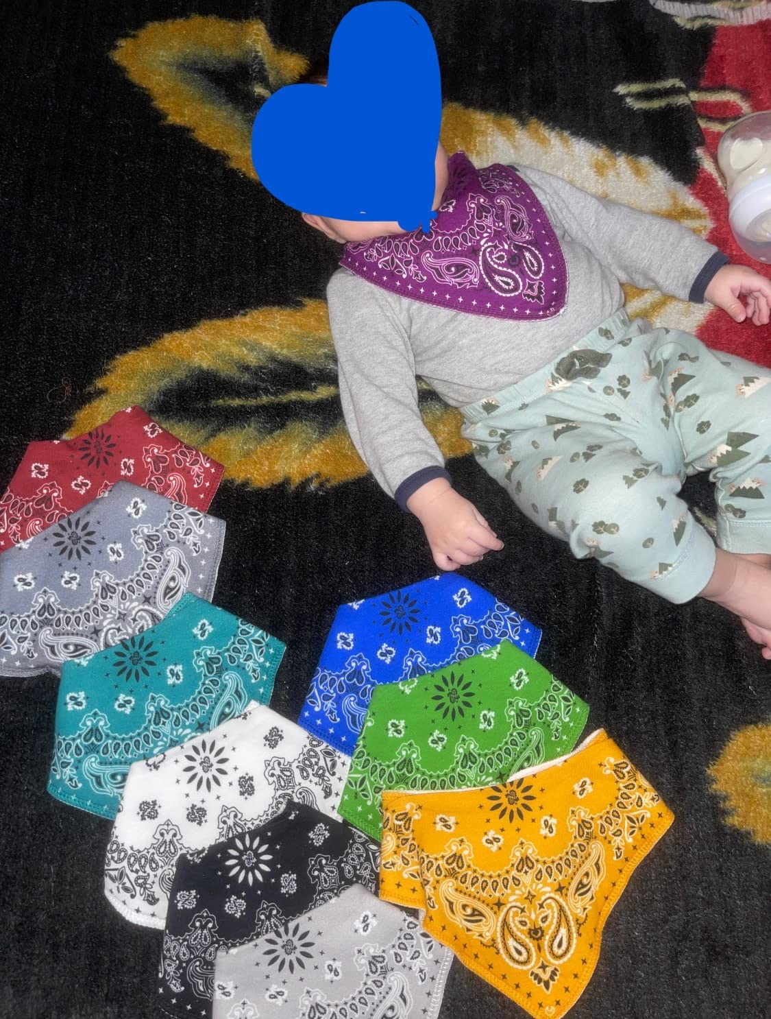 Maiwa 10 Pack Baby Triangle Bandana Bibs For Boys Girls For Drool Teething Eating With Snaps