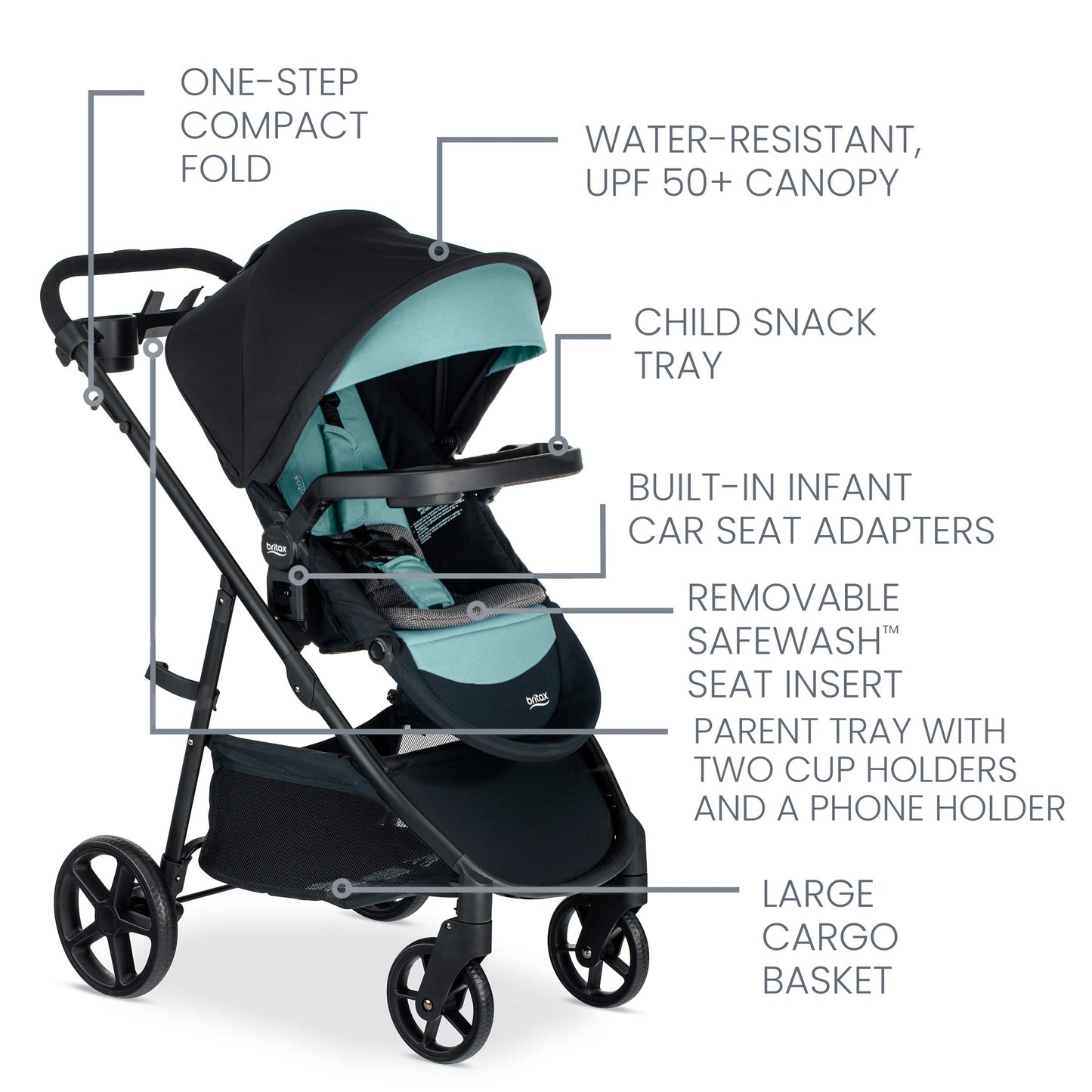 Britax Willow Brook S+ Baby Travel System, Infant Car Seat and Stroller Combo with Alpine Base, ClickTight Technology, SafeWash
