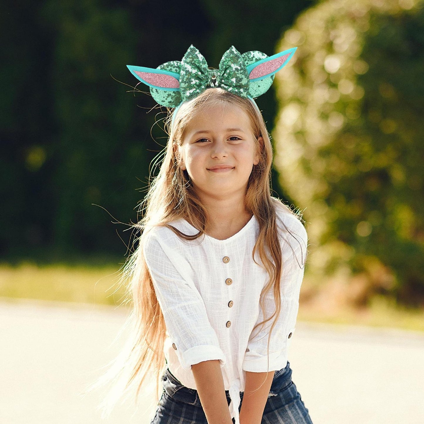 Bianbaistar Yodaears Headband Mouse Ears Headband For Women Velvet Hair Bow Headwear For Girls&Boys - Sparkle Sequins Mouse Hair