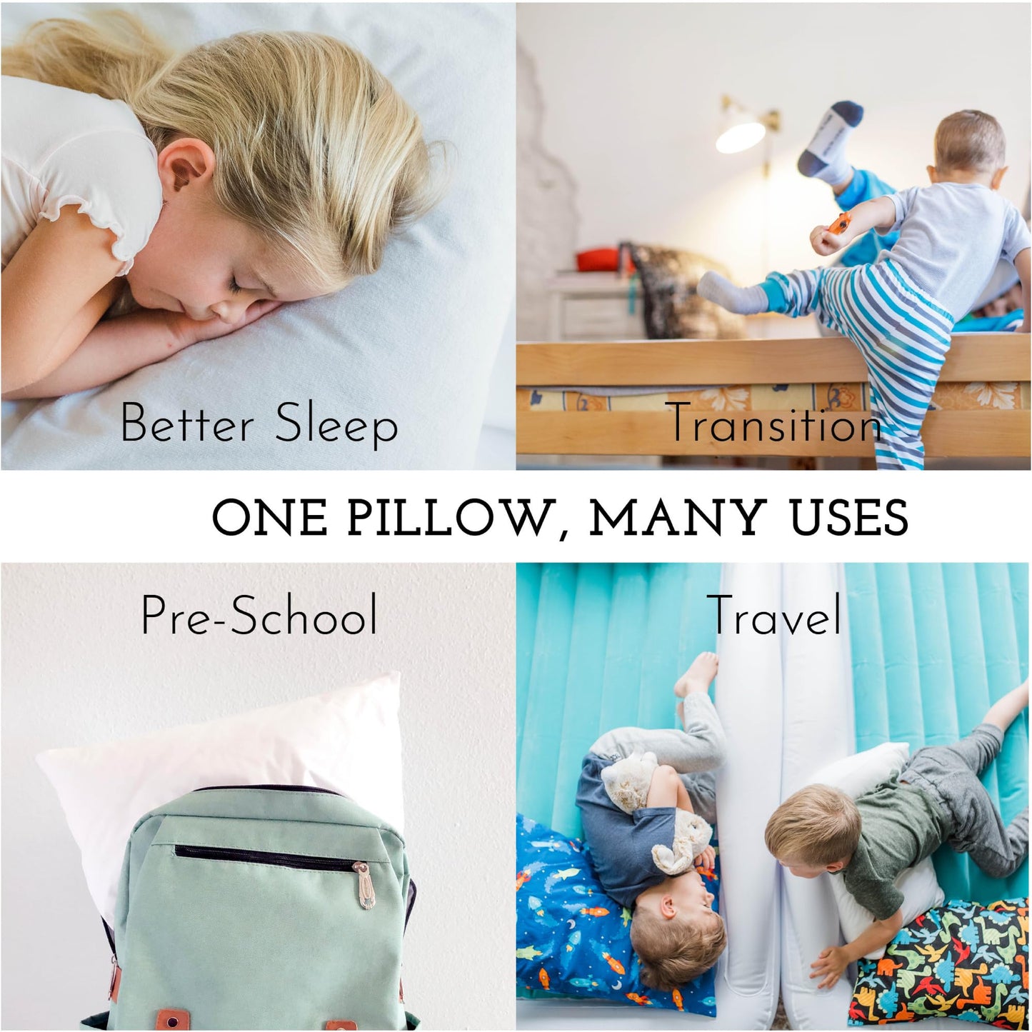 Toddler Pillow With Pillowcase 13X18, Kids Pillow For Sleeping, Toddler Pillow 2 Year Old, Better Neck Support Ergonomic Pillow