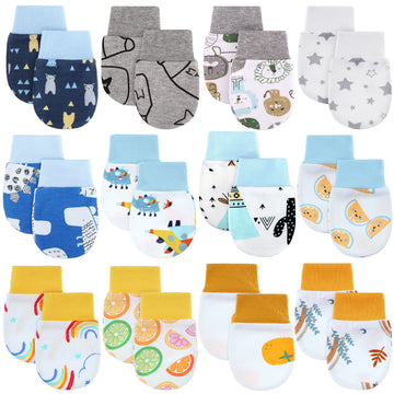 12 Pairs Newborn Baby Mittens Infant Toddler Gloves No Scratch Mittens Gloves for 0-6 Months Baby Boys Girls (Multicolor, Cartoo