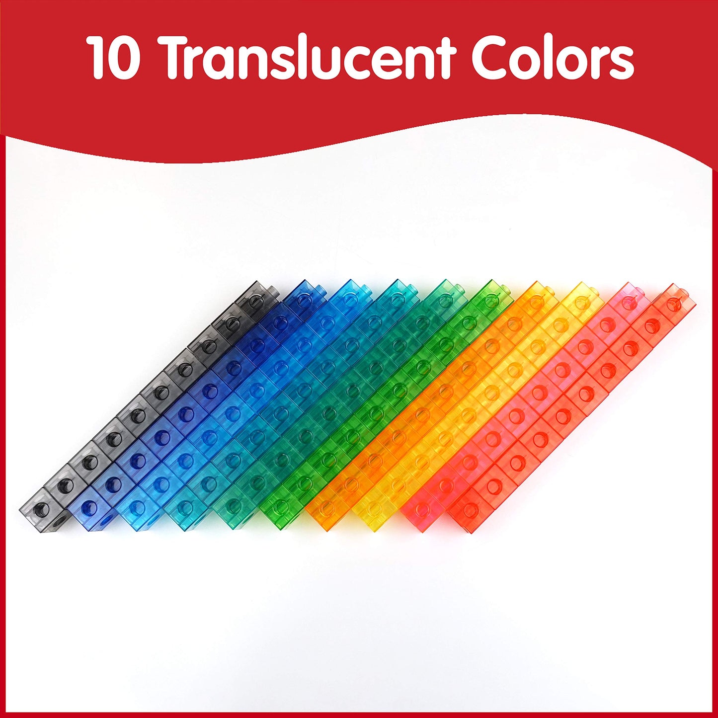 edxeducation Translucent Linking Cubes - Construction Toy for Early Math - Set of 100 - 0.8 Inch - Light Table Toy - Elementary