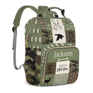 Perarts Woodland Eagle Custom Diaper Bag Backpack for Baby Boys, Camo Personalized Mommy Nursing Bag with Name Customized Casual