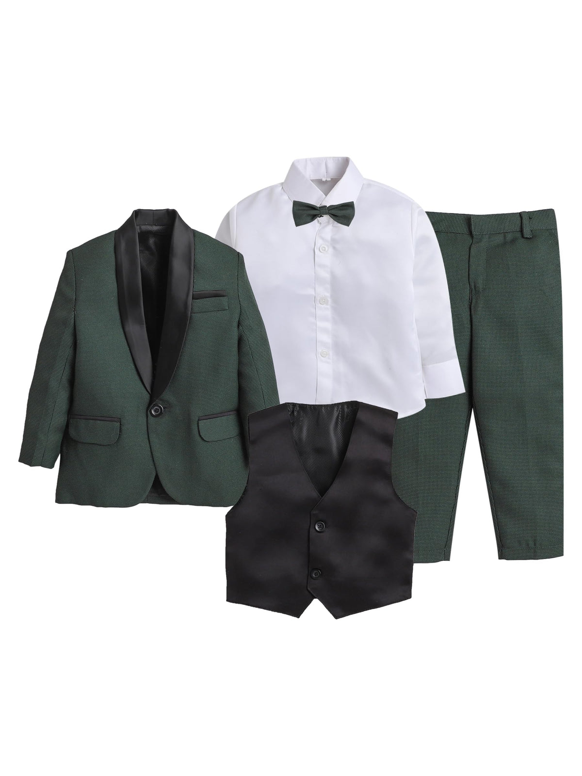Jeetethnics Boys Green Coat Suit Set With Waistcoat Shirt And Trousers (9082Chv)