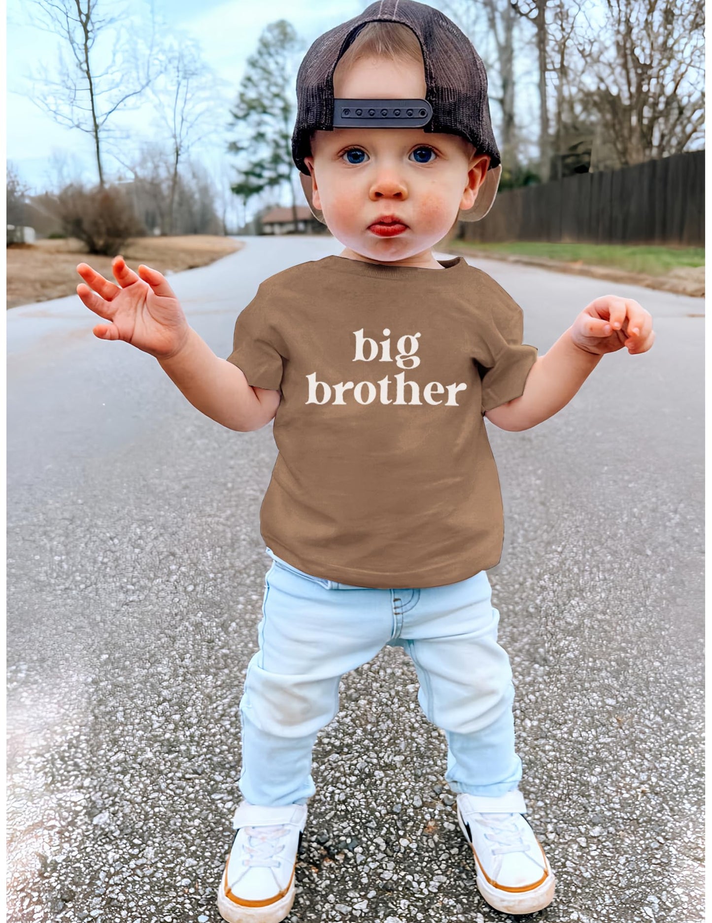 Sanixjoo Toddler Big Brother Shirt Kids Big Bro T Shirt Baby Boy Promoted To Big Brother Announcement Short Sleeve Tee(Brown,18-