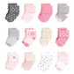 Hudson Baby Unisex Cotton Rich Newborn And Terry Socks, Pink Gray Aztec, 0-6 Months