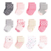 Hudson Baby Unisex Cotton Rich Newborn And Terry Socks, Pink Gray Aztec, 0-6 Months