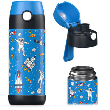 Jarlson    Kids Water Bottle - Mali - Insulated Stainless Steel Water Bottle With Chug Lid - Thermos - Girls/Boys (Space  'Mosai