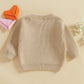 Nokpsedcb Baby Girl Cute Long Sleeve Heart Flowers Embroidery Oversized Sweater Toddler Valentine Outfit (Khaki Be Mine, 18-24 M