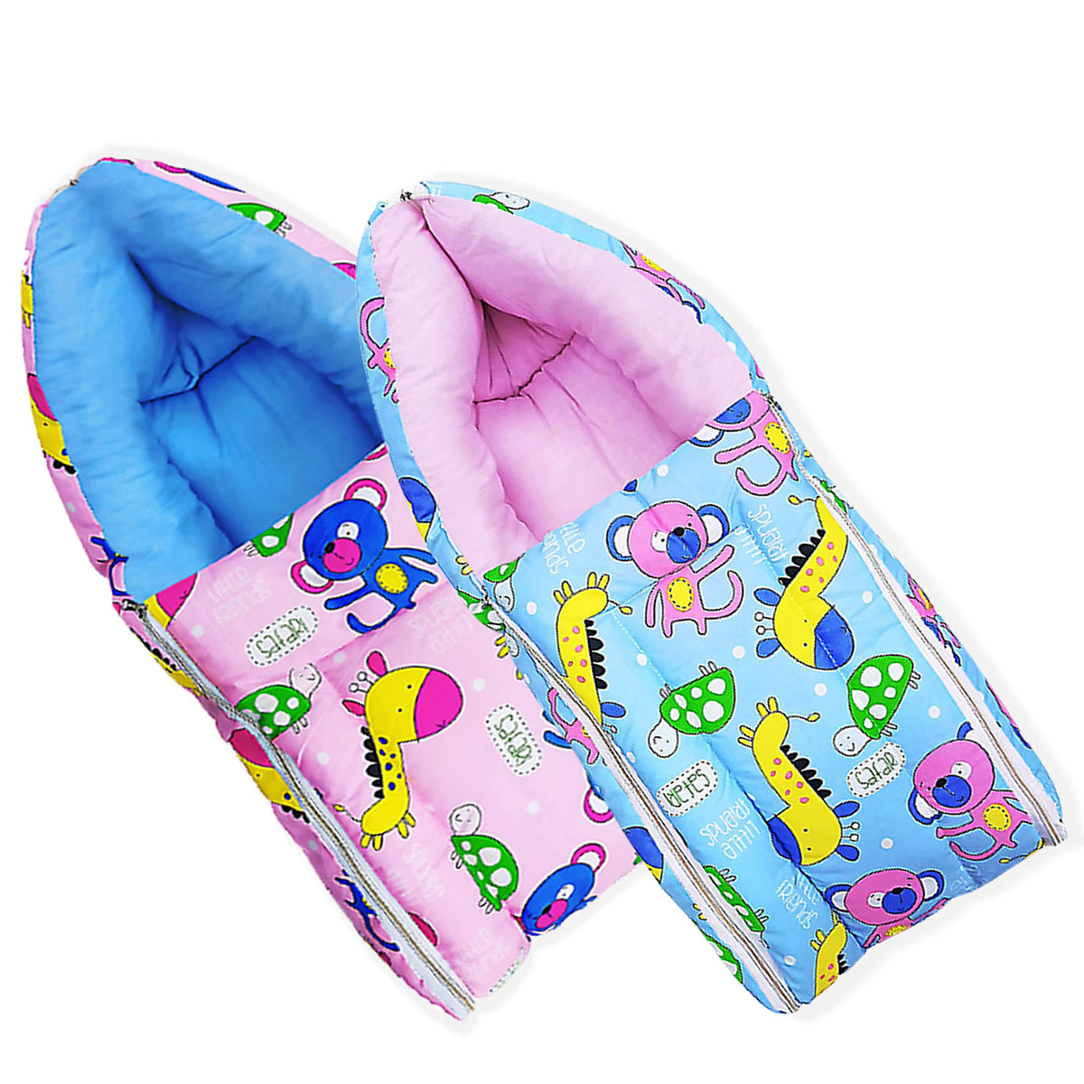 Mom & Son 2 In 1 BabyS Cotton Sleeping And Carry Bag (06 Months) (Pink & Blue)