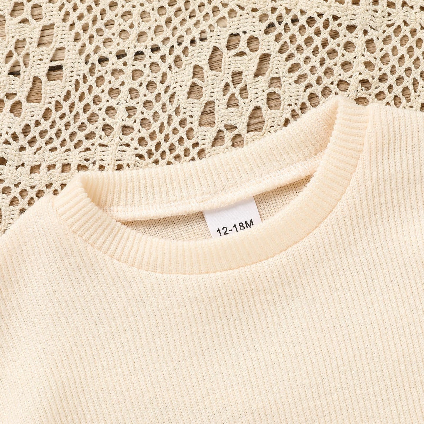 Toddler Baby Girl Sweater Round Neck Loose Long Sleeve Candy Color Knitted Pullover Tops Autumn Winter Sweatshirt (Cream, 12-18