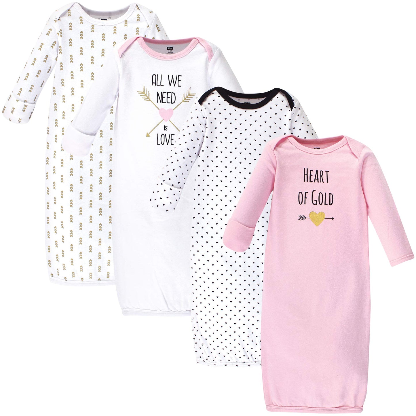 Hudson Baby Unisex Cotton Gowns, Heart, 0-6 Months