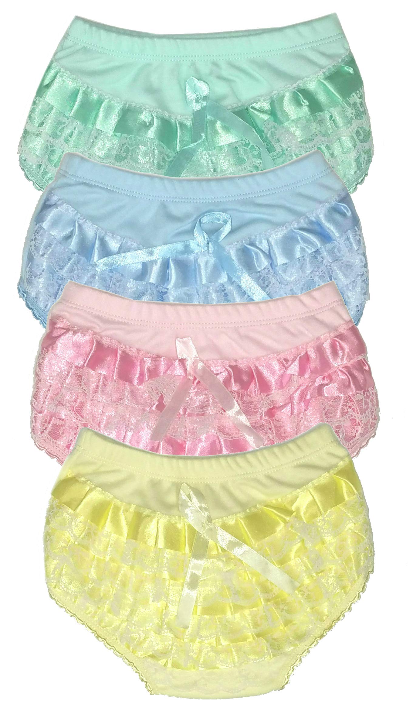 B-One Kids Baby Girls 100% Cotton Diaper Cover Bloomers 4 Pack (Size 2, Pastel)