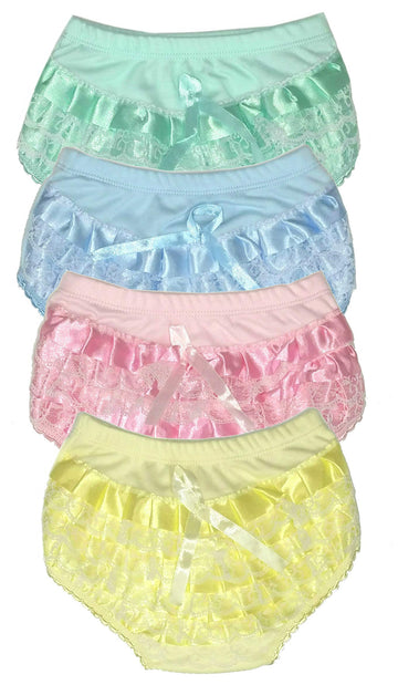 B-One Kids Baby Girls 100% Cotton Diaper Cover Bloomers 4 Pack (Size 1, Pastel)