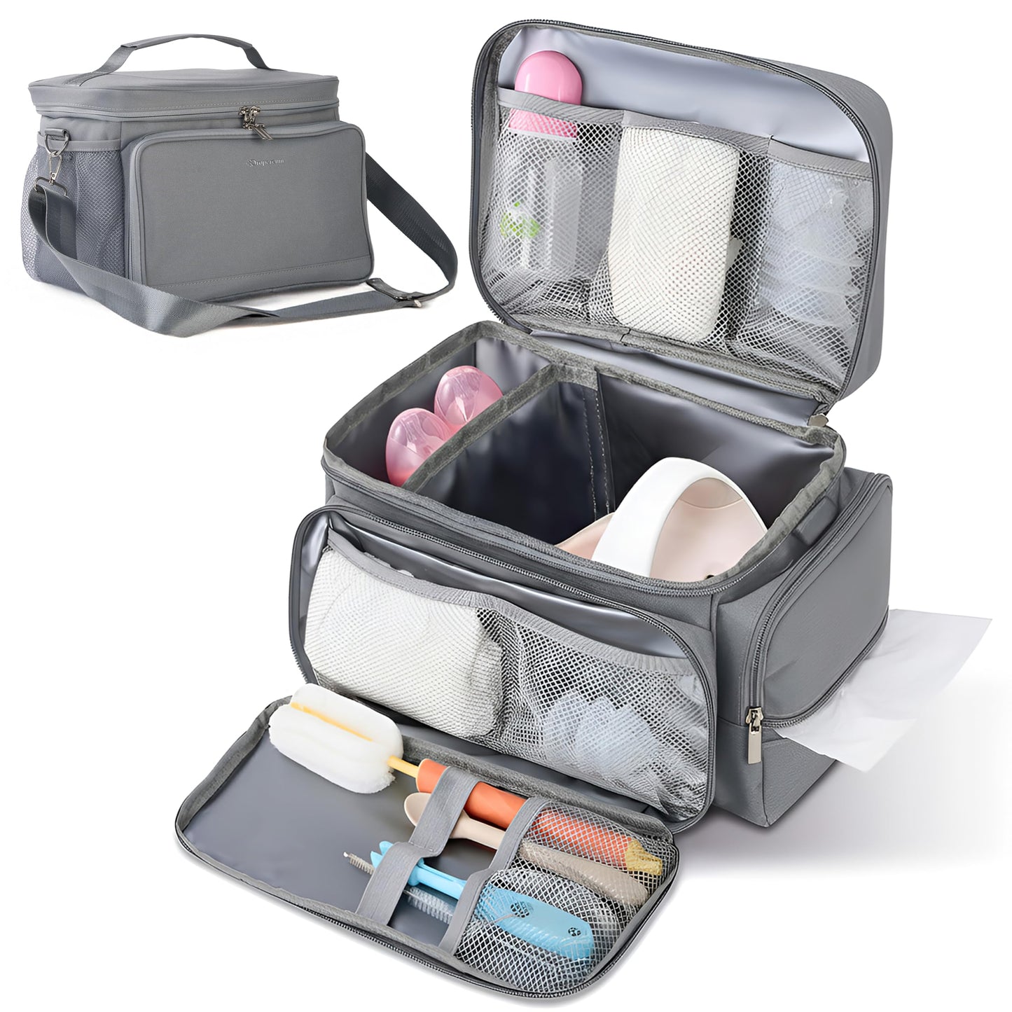 Breast Pump Bag for Spectra S1 S2, Wearable 100% Insulated Diaper Bag with 4 Milk Storage Bags, Diaper Bag Backpack, Pumping Bag