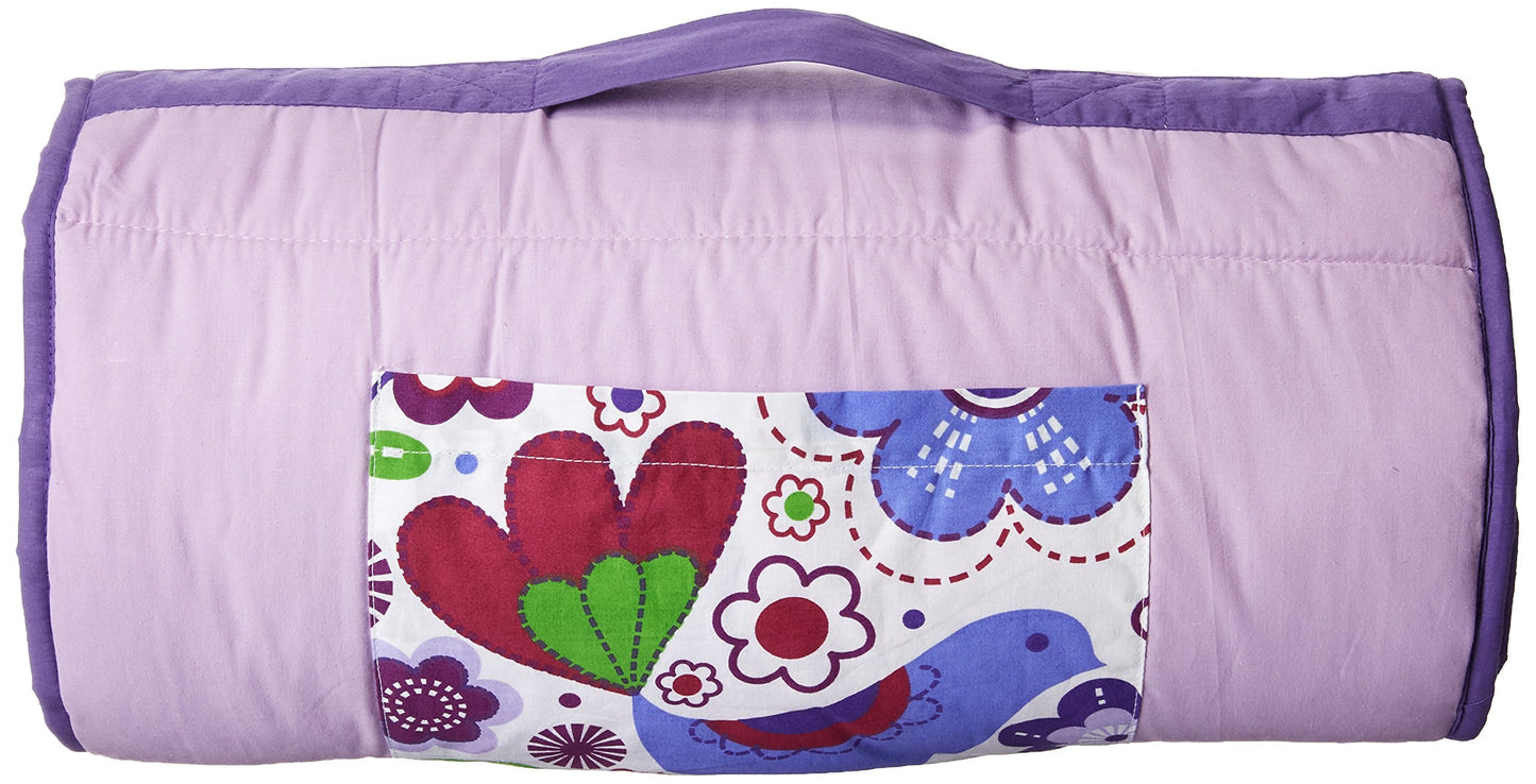 Bacati - Botanical Sanctuary Multicolor Purple Soft Nap Mat 100% Cotton Percale Breathable Perfect for The Daycare Naptime, Slee
