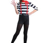 Fun Costumes Girls Mime Costume, Mesmerizing Street Performing Mime Outfit With Striped Shirt, Shorts, Suspenders, Beret Hat, An