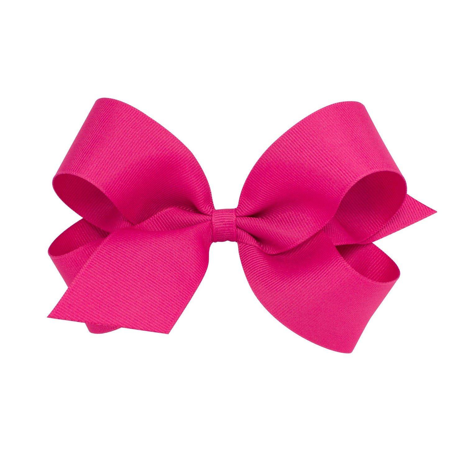 Wee Ones Girls' Classic Grosgrain Hair Bow With Plain Wrap Center On A Weestay Hair Clip, Handmade, Large Sized Bow, Shocking Pi
