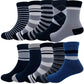 Cczmfeas Kids Boys Striped Cotton Short Crew Socks Assorted 10Pack, Striped, 47 Years