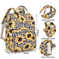 Xunteny Leopard Sunflower Baby Diaper Bag Backpack For Girls Boys, Waterproof Large Maternity Nappy Bags For Mom