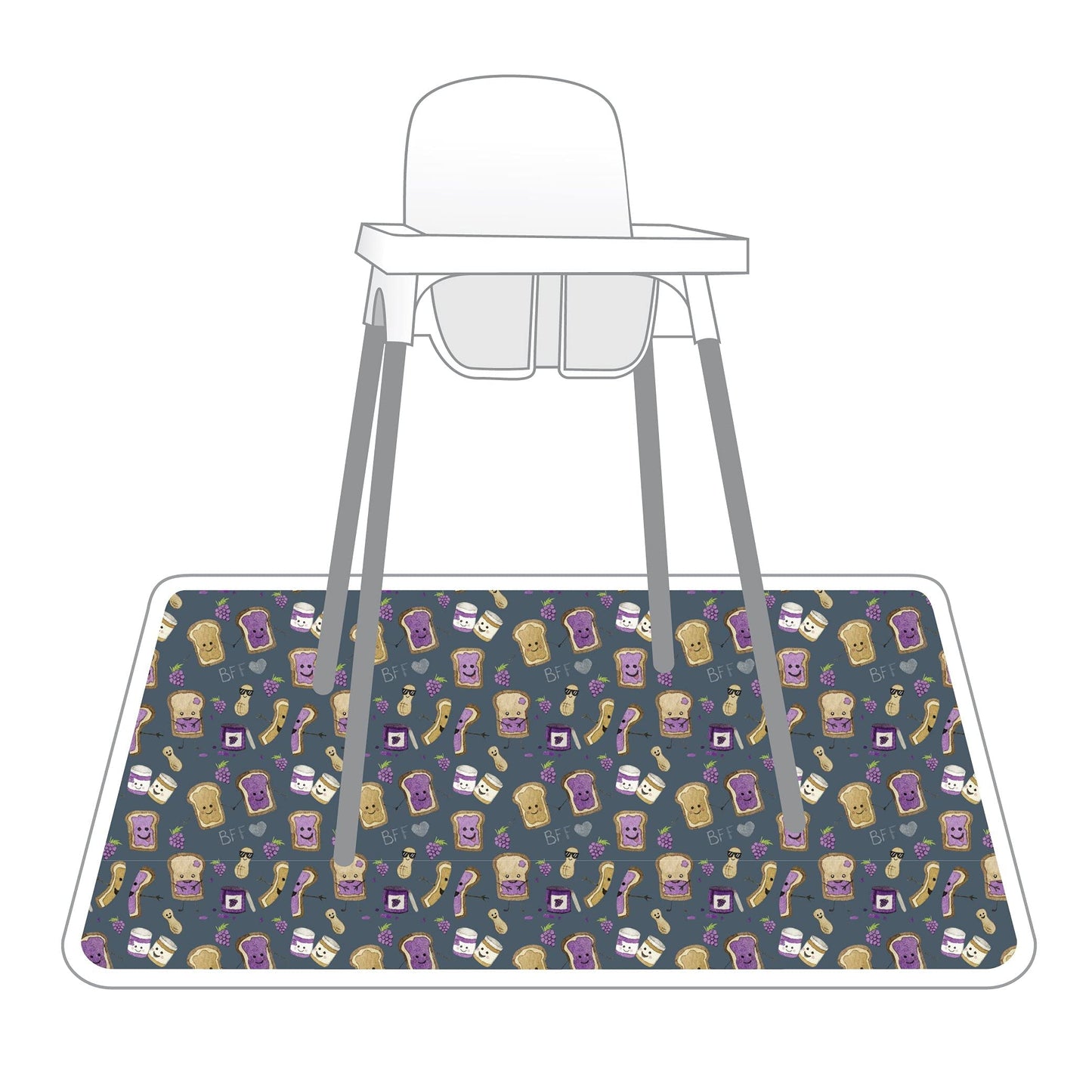 Bapronbaby Pbj Pals Splash Mat - Waterproof Catch-All For Under High Chairs, Floors, Tables, Playtime Or Arts & Crafts - Machine