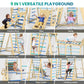 Upgraded Indoor Playground 9-In-1 Jungle Gym Kids Climbing Toys, Montessori Philosophy Waldorf Style Wooden Climber Playset With