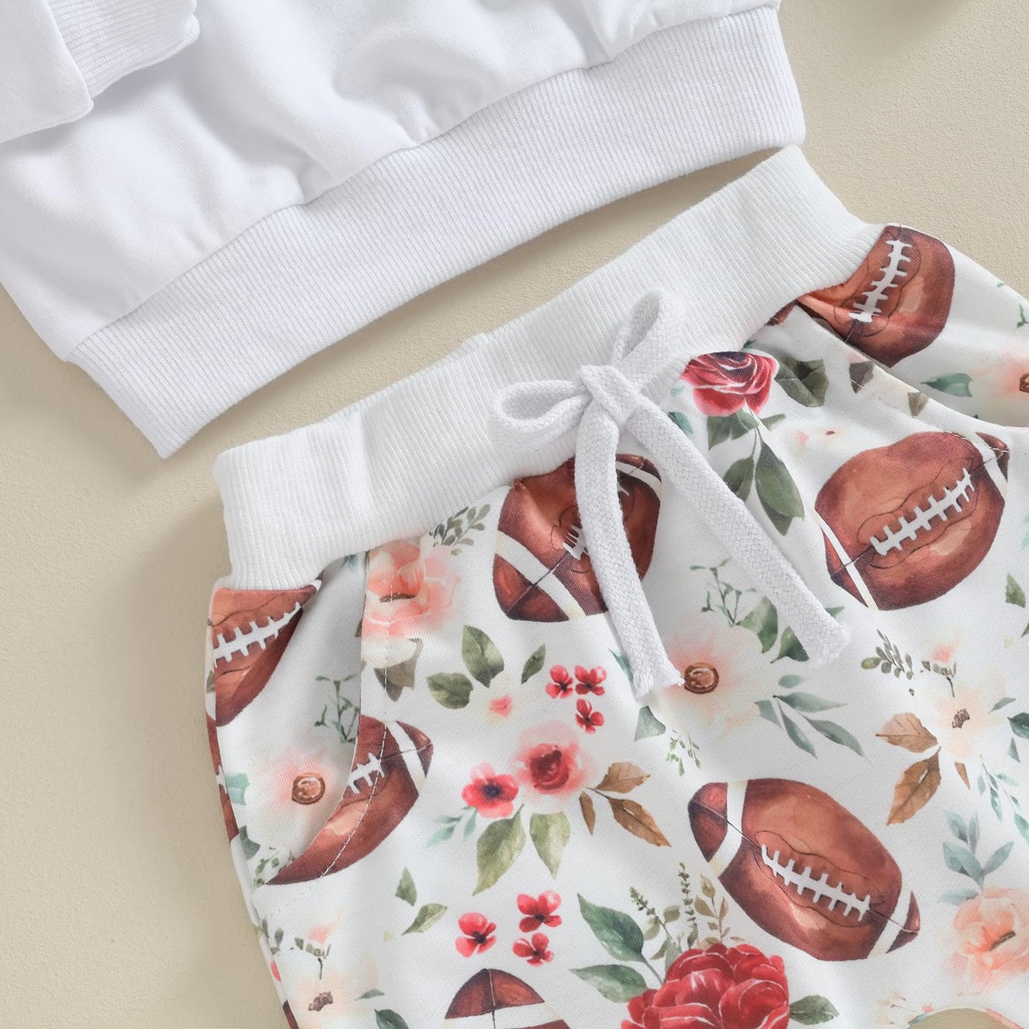 Ciycuit 3Pcs Baby Girl Football Outfits Letter Print Sweatshirt + Pants + Headband 0 6 12 18 24 Months Clothes 12-18 Months