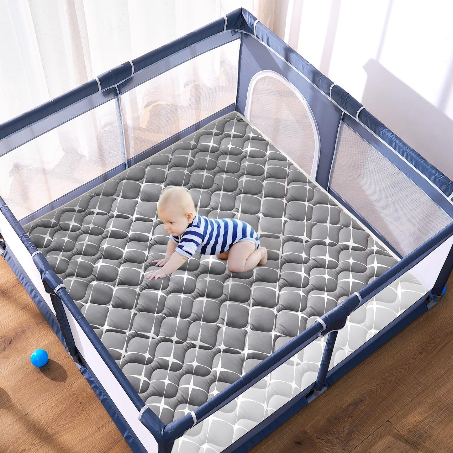 Vibe Bear Baby Foam Play Mat, 50X50 Inches Baby Crawling Mat, Thicken One-Piece Baby Playmat, Non Slip Washable Baby Play Mat Fo