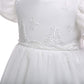 Glamulice Baby Girls Newborn Satin Christening Baptism Floral Embroidered Dress Gown Outfit Lace Formal Party Dresses Baby Girls