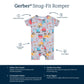 Gerber Unisex Baby Buttery Soft Short Sleeve Romper With Viscose Made From Eucalyptus, Construction, 12 Months