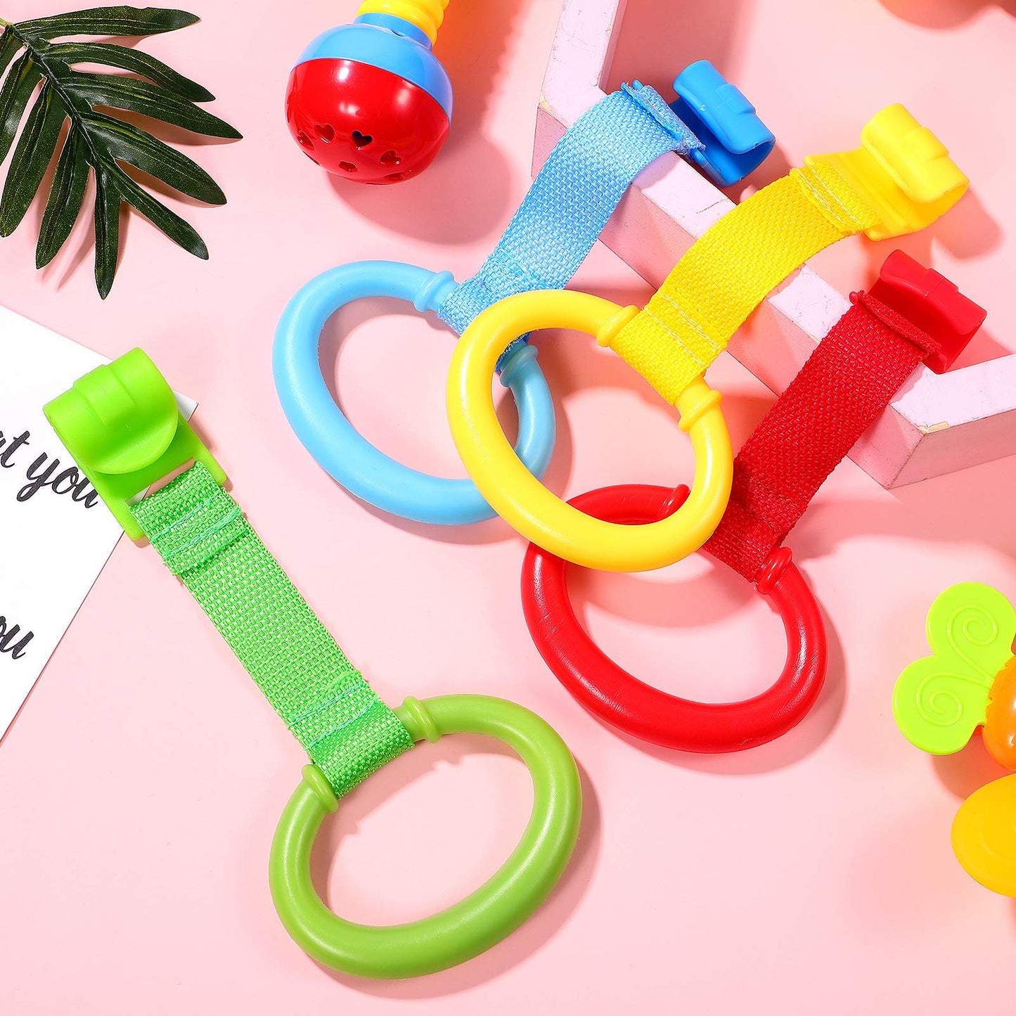Toyandona 4Pcs Baby Toddler Walking Assistant Pull Up Ring Safety Stand Up Rings For Toddler