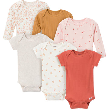 Gerber Unisex Baby Multi-Pack Onesies Bodysuits (Short And Long Sleeve), Red, Newborn