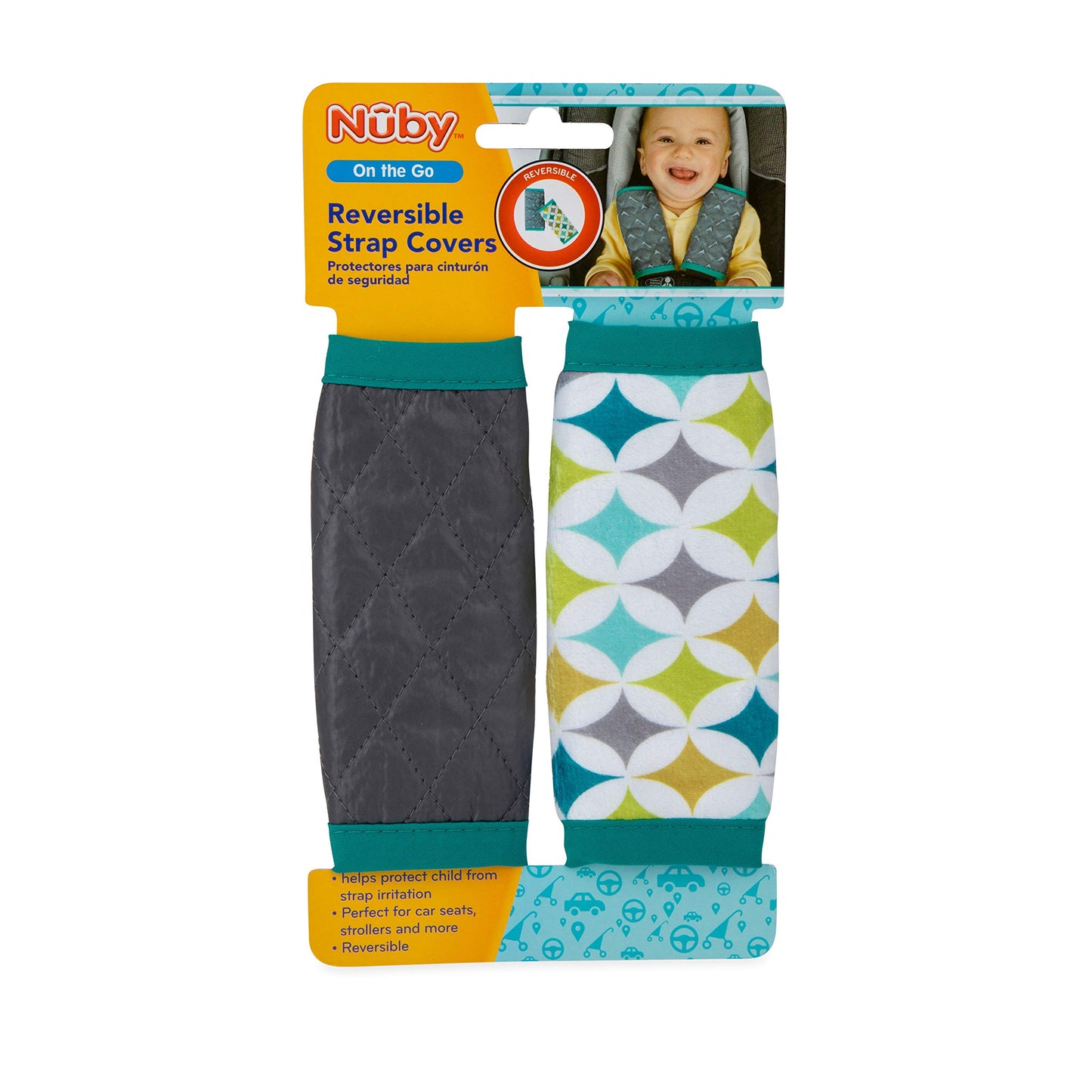 Nuby Reversible Strap Covers For Strollers & Car Seats In Blue