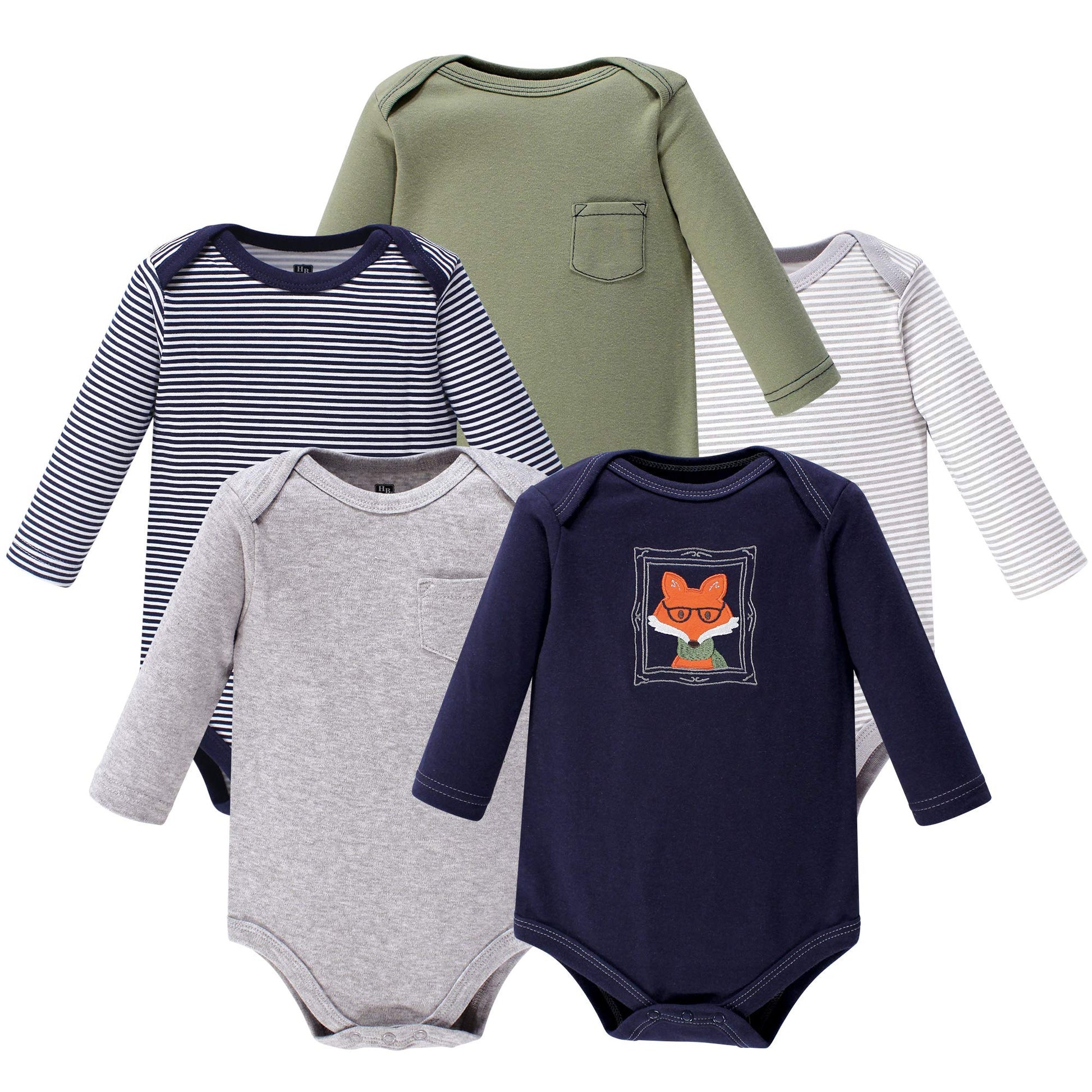 Hudson Baby Baby Girls Cotton Long-Sleeve Bodysuits T Shirt Set, Mr Fox, 3-6 Months Us