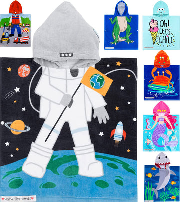 Voova & Movas Toddler Towel With Hood, Oversized (2-4Years,22X22) Made From 100% Soft Cotton,Absorbent Hooded Poncho Towel For B