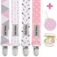 Dodo Babies Pacifier Clip Set - Four Clips Plus Binky Case - Universal Holder Fits Most Paci Brands, Teethers And Car Seats - Pi