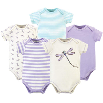Touched By Nature Unisex Baby Organic Cotton Bodysuits, Dragonfly 5-Pack, 18-24 Months