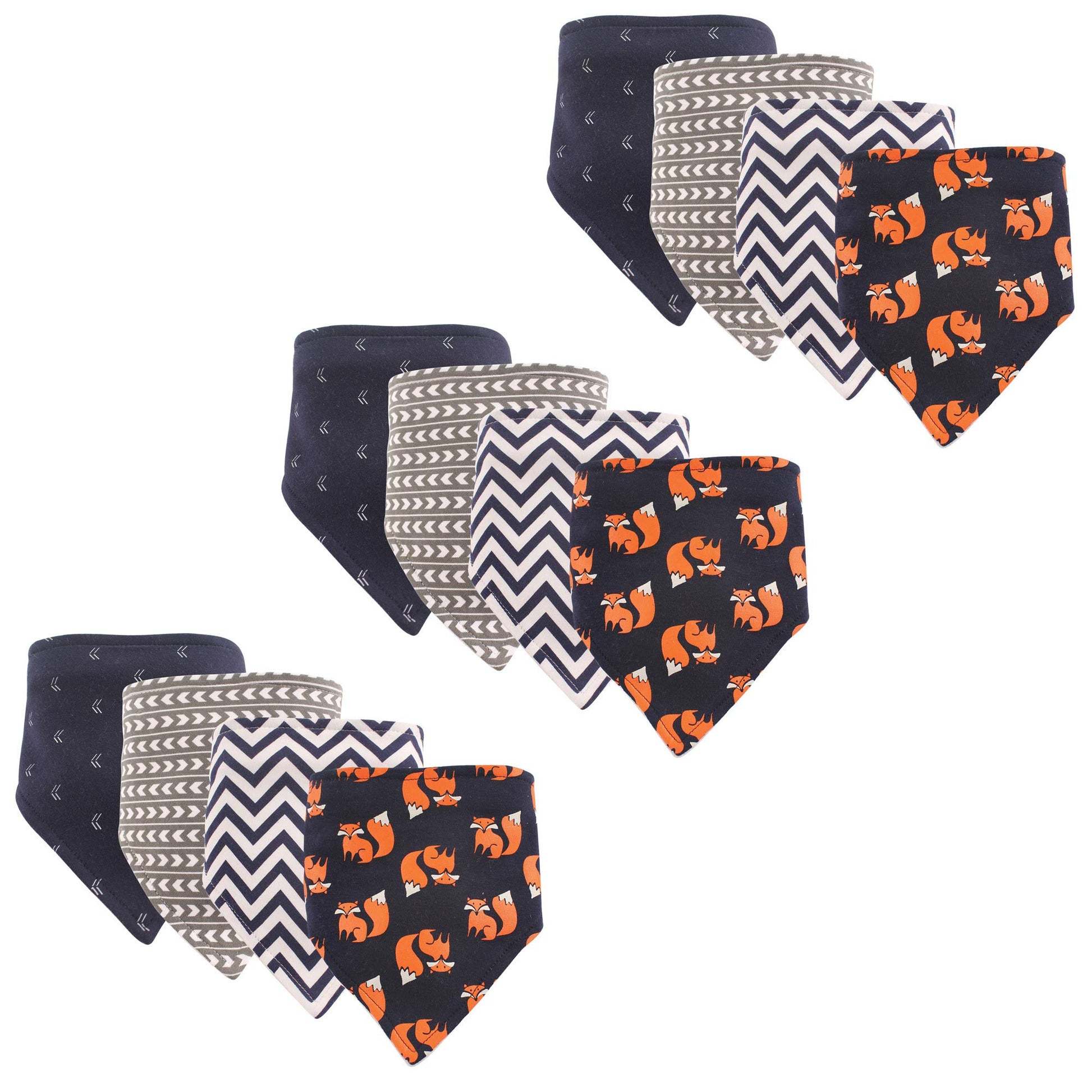 Hudson Baby Unisex Baby Cotton Bandana Bibs, Fox 12-Pack, One Size