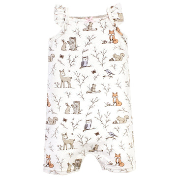 Hudson Baby Unisex Baby Cotton Rompers, Enchanted Forest, 12-18 Months