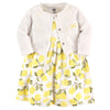 Hudson Baby Baby Girls Cotton And Cardigan Set Casual Dress, Lemon, 3T Us