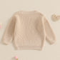 Nokpsedcb Baby Girl Cute Long Sleeve Heart Flowers Embroidery Oversized Sweater Toddler Valentine Outfit (Beige Love, 12-18 Mont