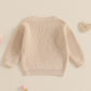 Nokpsedcb Baby Girl Cute Long Sleeve Heart Flowers Embroidery Oversized Sweater Toddler Valentine Outfit (Beige Love, 0-3 Months