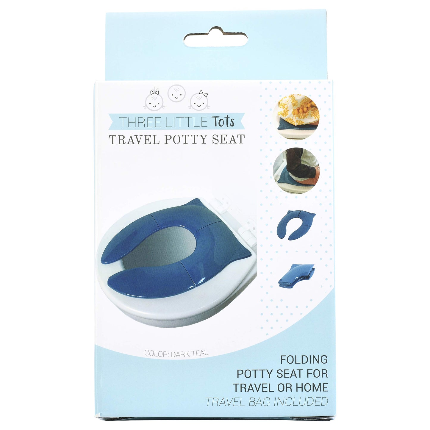 Three Little Tots - Modern And Safe Portable Potty Seat, Dark Teal Folding Travel Potty Training Seat For Girls And Boys, Fits R