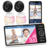 VTech 2-Cameras Smart WiFi Baby Monitor, 2K CMOS Sensor Camera, 5.5-inch HD IPS Screen, Split-Screen, Clear Infrared Night Visio