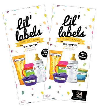 Bottle Labels, Write-On Name, Self-Laminating, Waterproof, Baby Bottle Label For Daycare, Made In The Usa (Playful Patterns Set