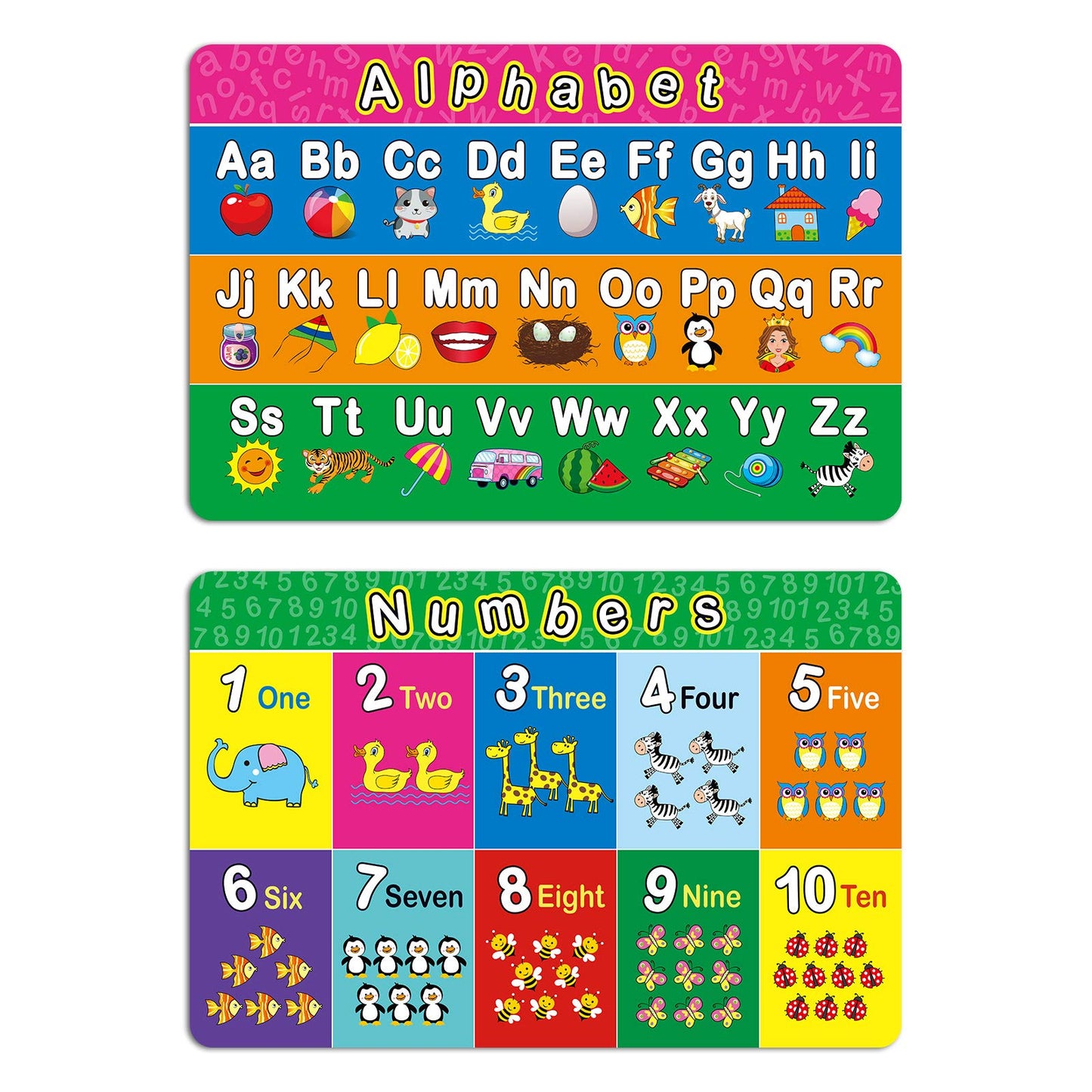 Patelai 4 Pcs Educational Preschool Placemat For Toddler And Kid, Non Slip Washable Reusable Learning Placemat For Nursery Homes
