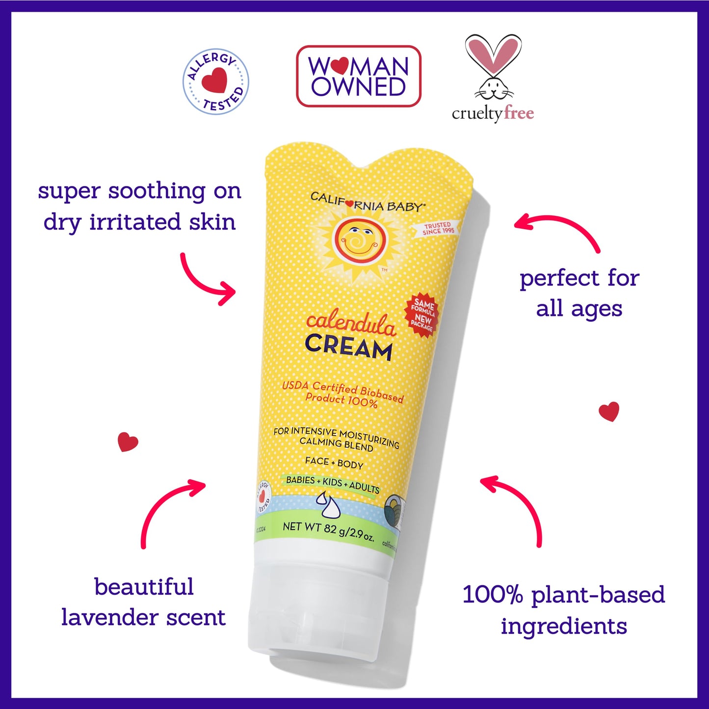 California Baby Calendula Cream  Ultra-Soothing Baby Face Cream  100% Plant-Based  Organic Calendula + Aloe Vera  Lavender Scent